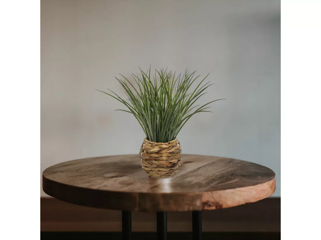 Pot tressé décoratif avec feuilles de jacinthes et plante décorative l.50 x p.50