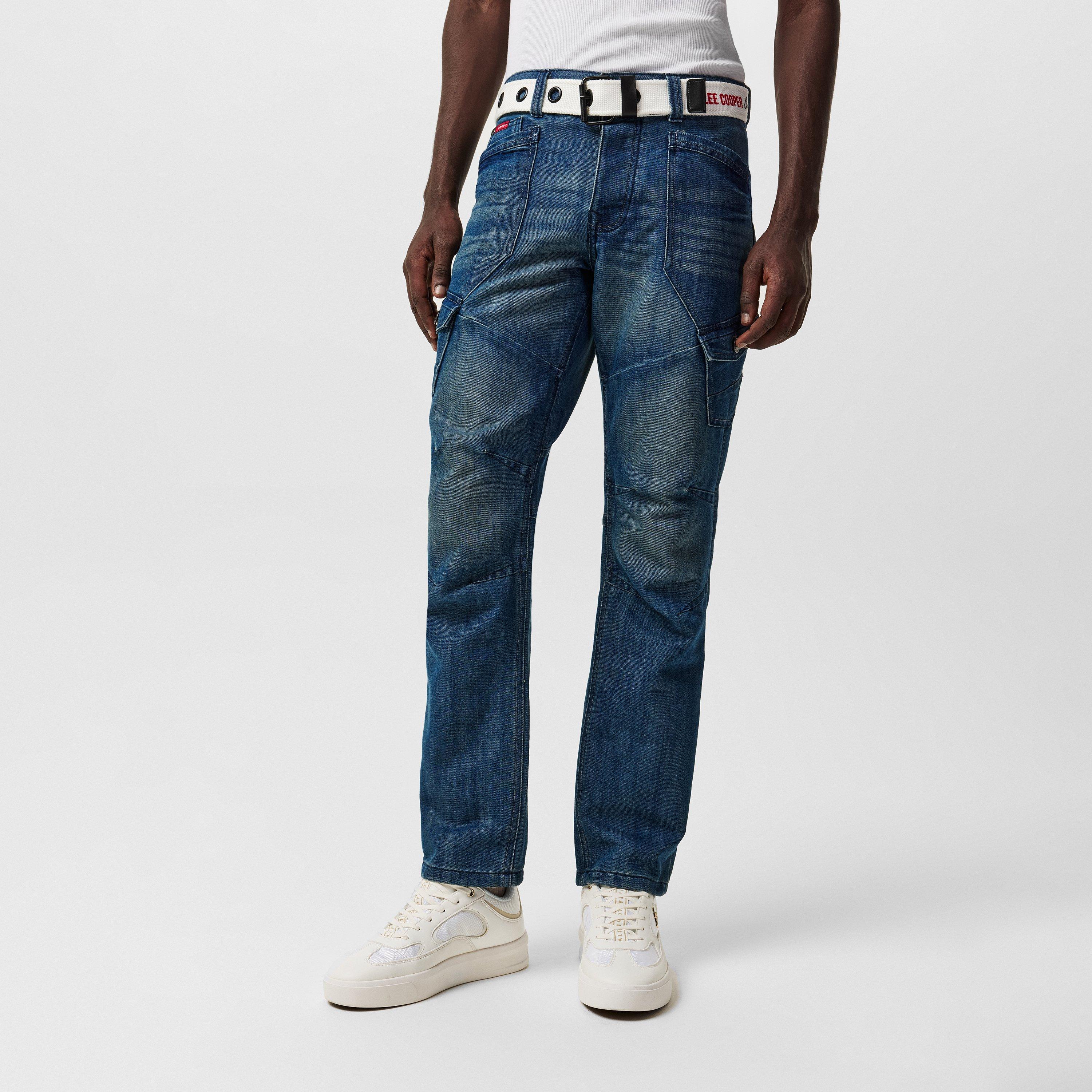 Lee Cooper LC Belted Cargo Jeans Mens
