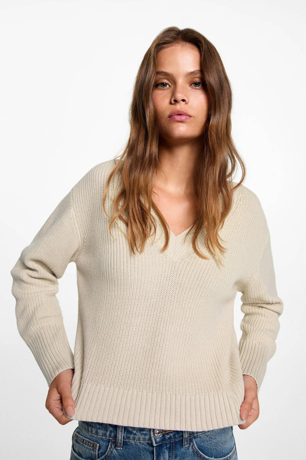 MANGO TEEN gebreide trui beige