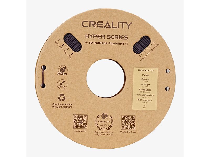 Creality Filament PLA Hyper Carbon Violett, 1.75 mm, 1 kg Hochwertiges 1.75 mm PLA Hyper Karbon Filament für 3D Drucker