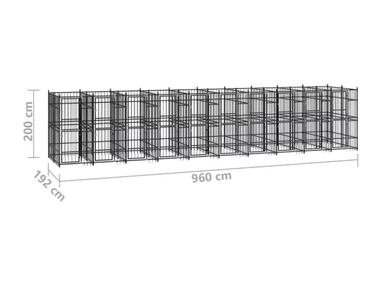 Chenil cage enclos pac noire 960 x 192 x 200 cm 02_0041808