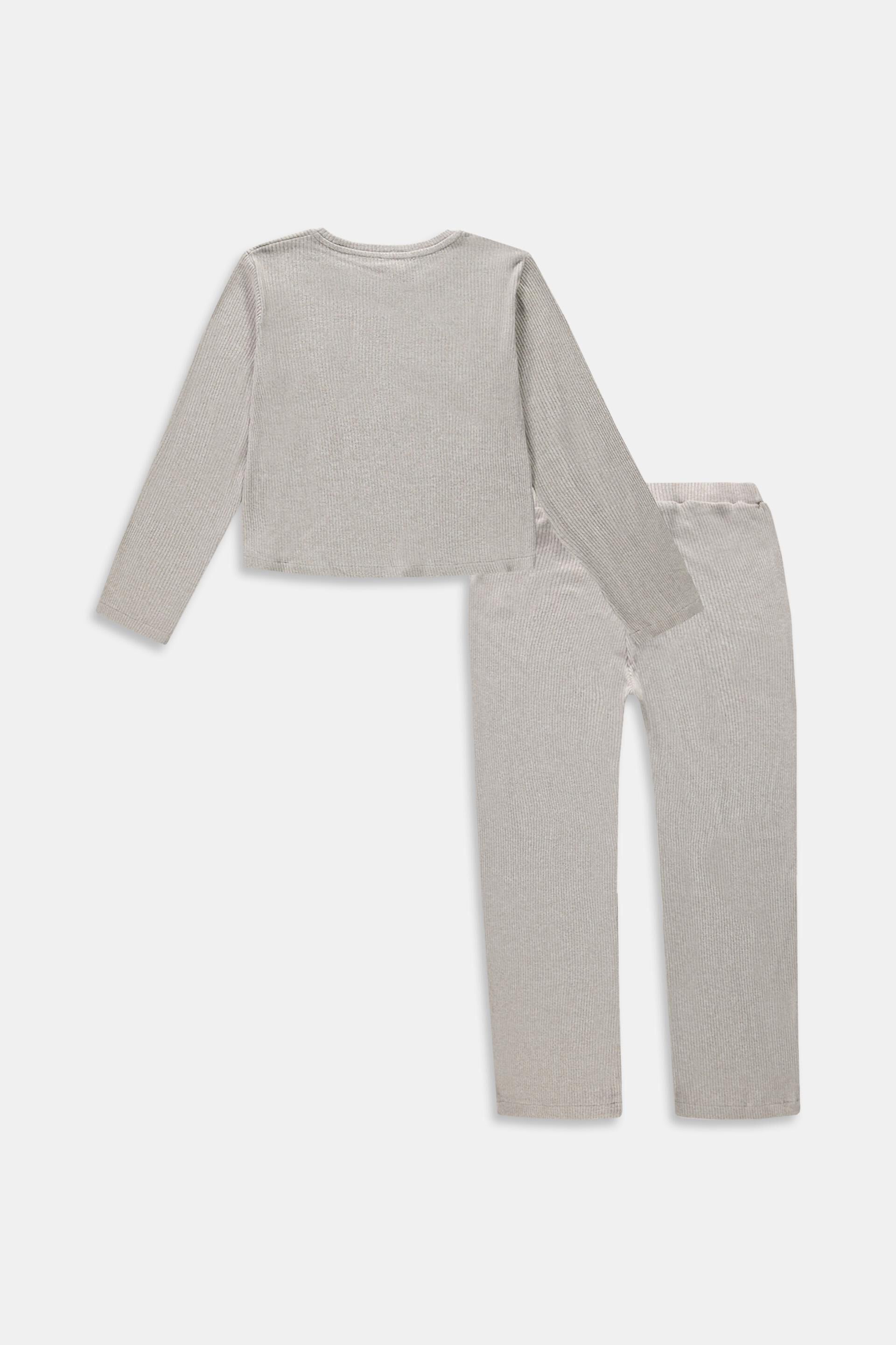 Ensemble : pull et pantalon en maille côtelée