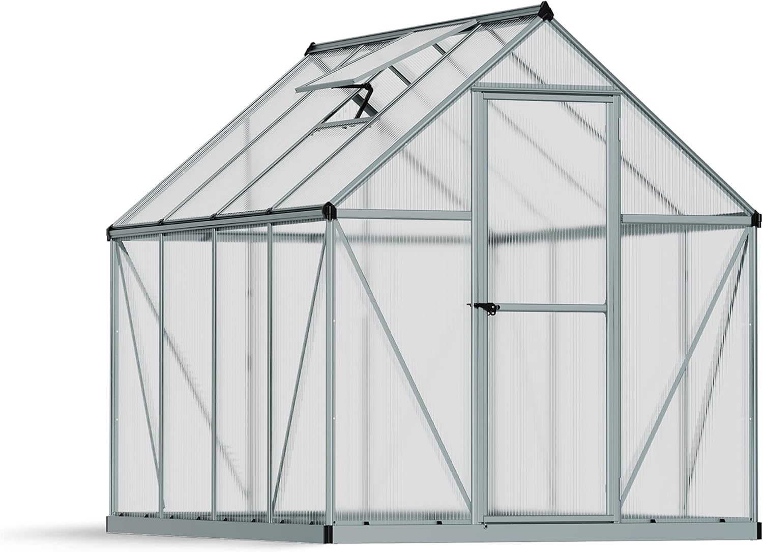 Canopia by Palram Gewächshaus klein Mythos 6x8 Treibhaus 247x185 cm Aluminium Silber Tomatenhaus Polycarbonatplatten UV-beständig