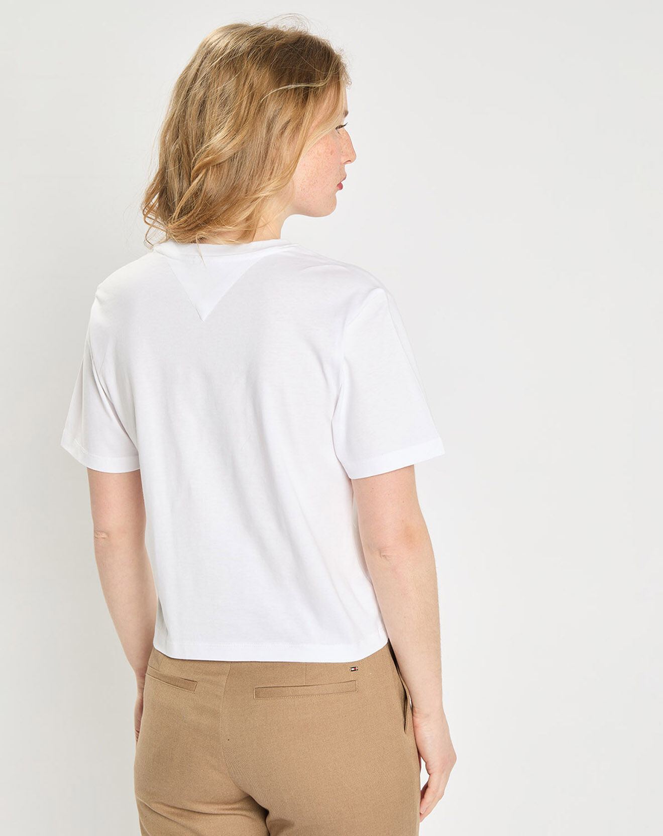 Tommy Jeans T-Shirt 100% Coton Bio linear logo blanc