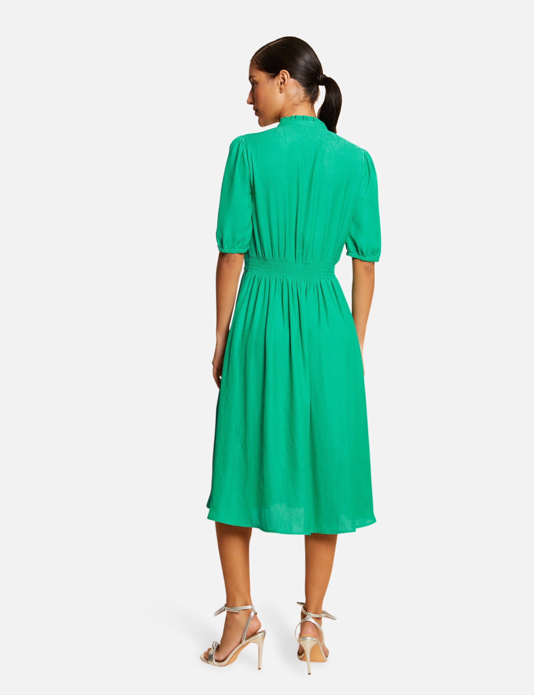 Robe midi évasée imprimé cachemire vert moyen femme - vert_moyen