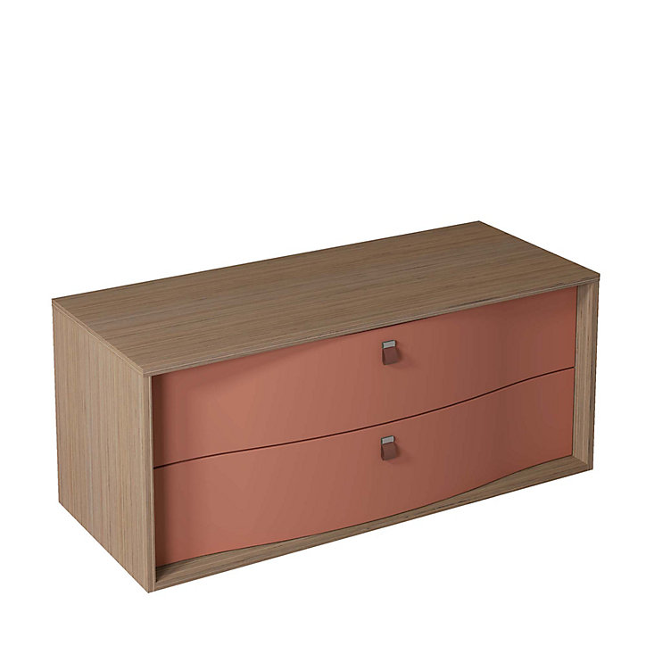 Meuble sous vasque à suspendre Havana terracotta mat 2 tiroirs 120 cm
