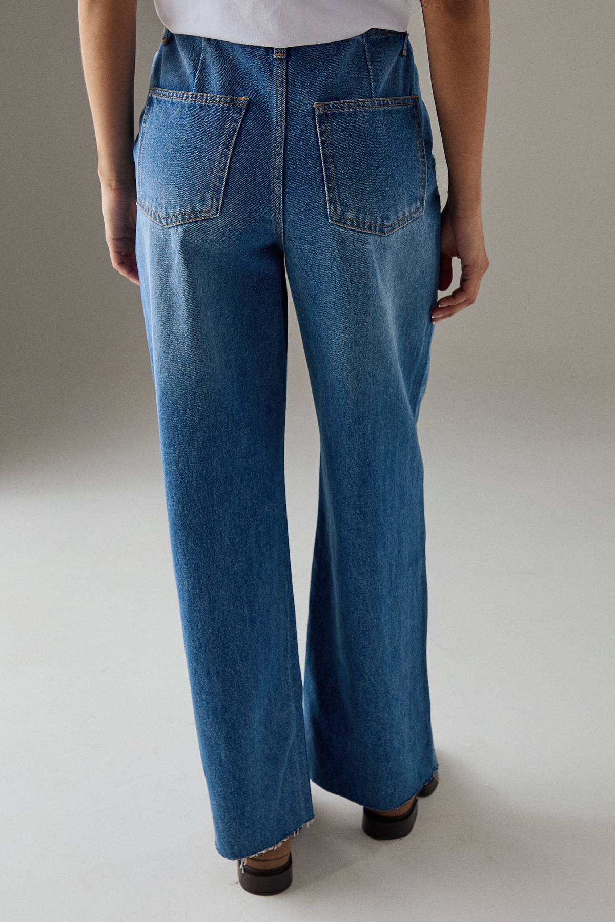 Warehouse Jean Dad en Denim Délavé avec Détail de Couture à la Taille