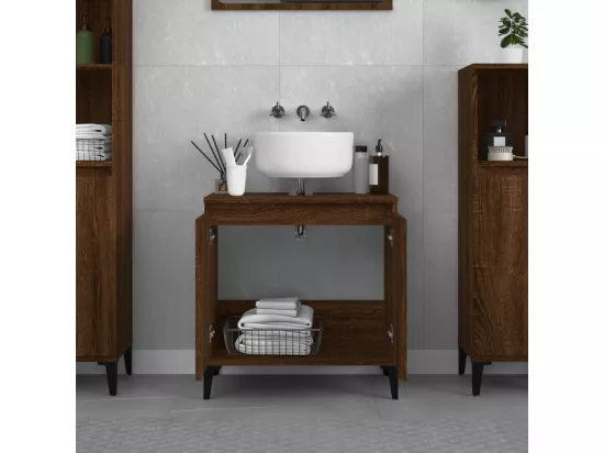 Meuble d'évier chêne marron 58x33x60 cm bois d'ingénierie