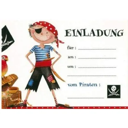Braun & Company Einladungskarte Pirat, 6 Stück