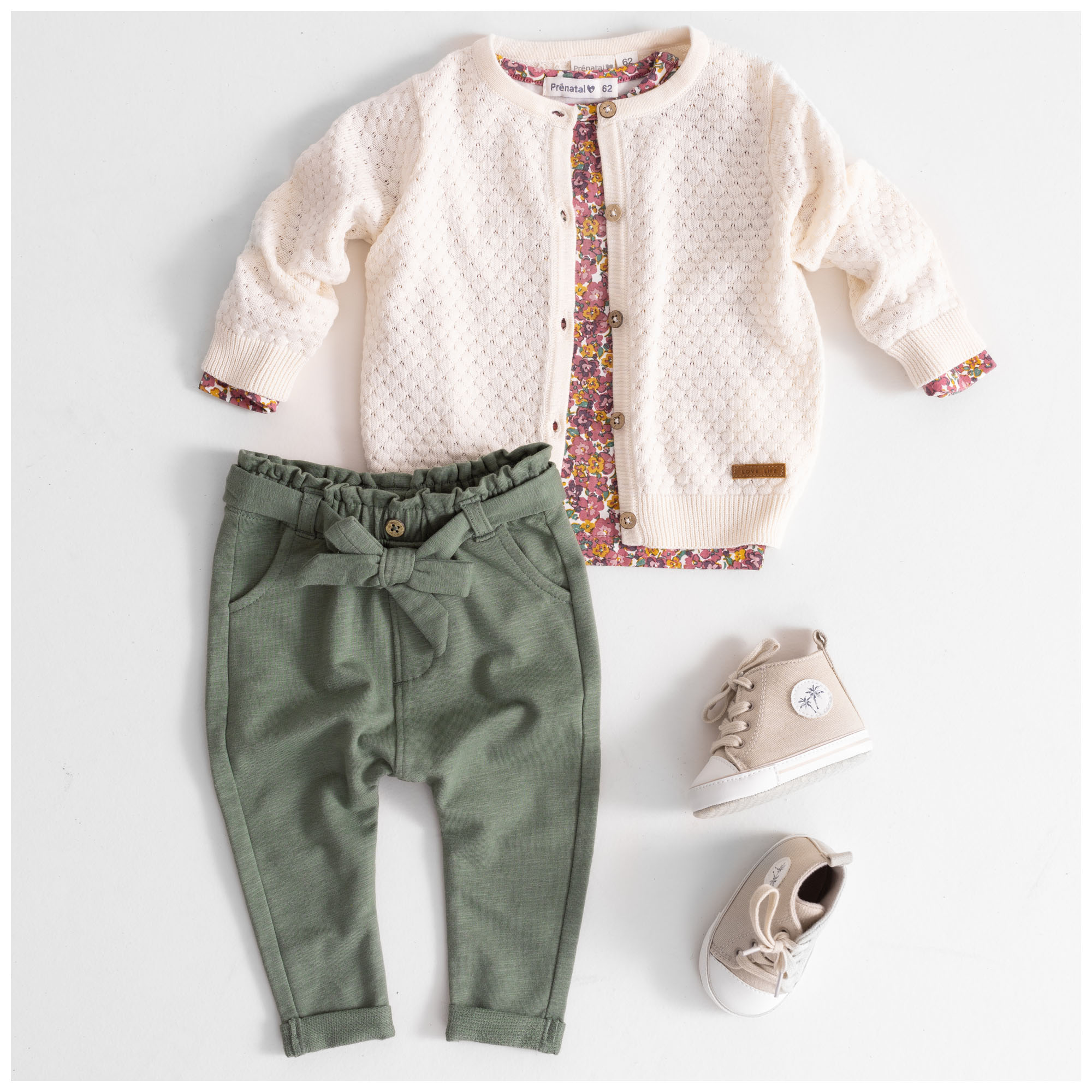 Prénatal baby broek  effen groen