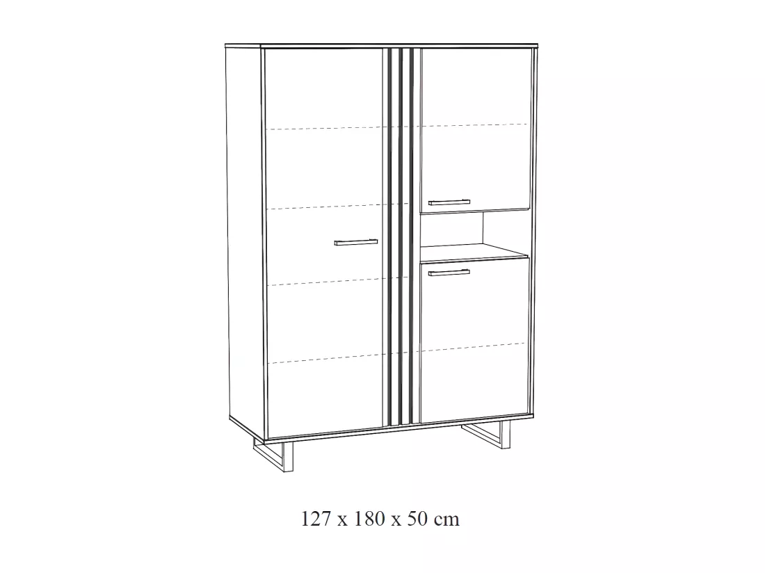 Meuble de rangement XL avec pieds en métal, coloris noir et chêne, collection LOFT, grande capacité de rangement