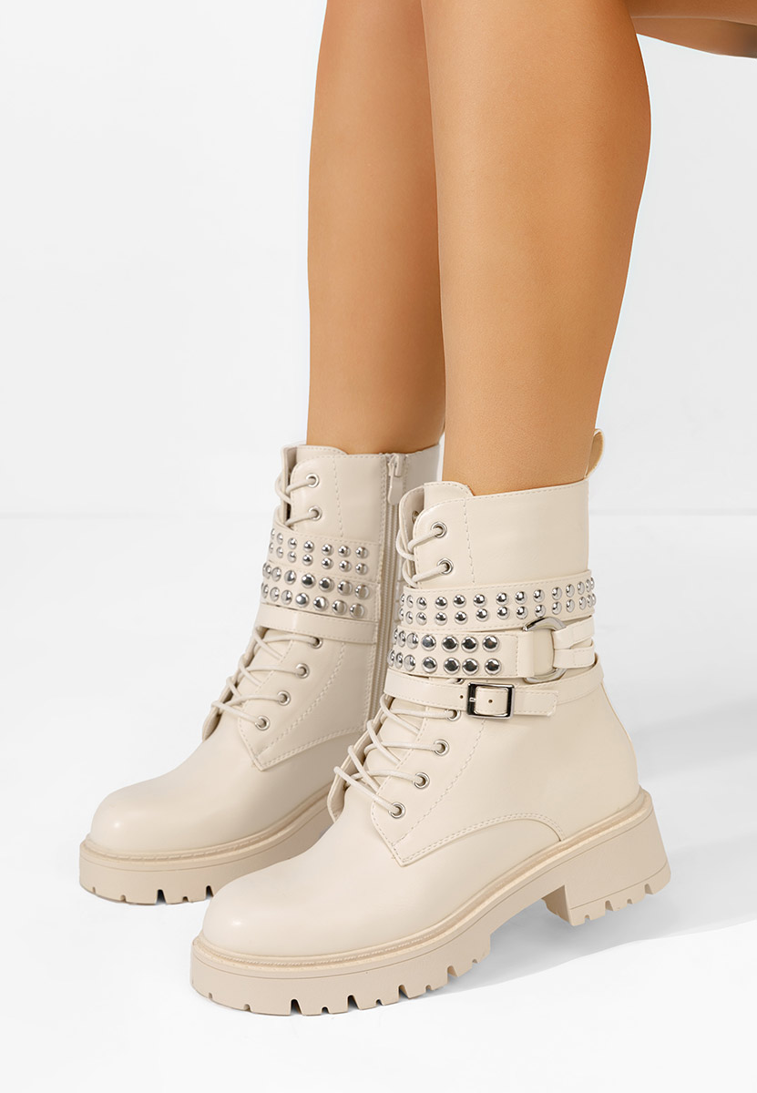 Bottines rangers femme beige Sherrill