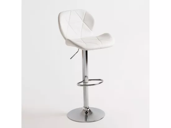Tabouret confortable simili cuir capitonné blanc Joy - Lot de 2