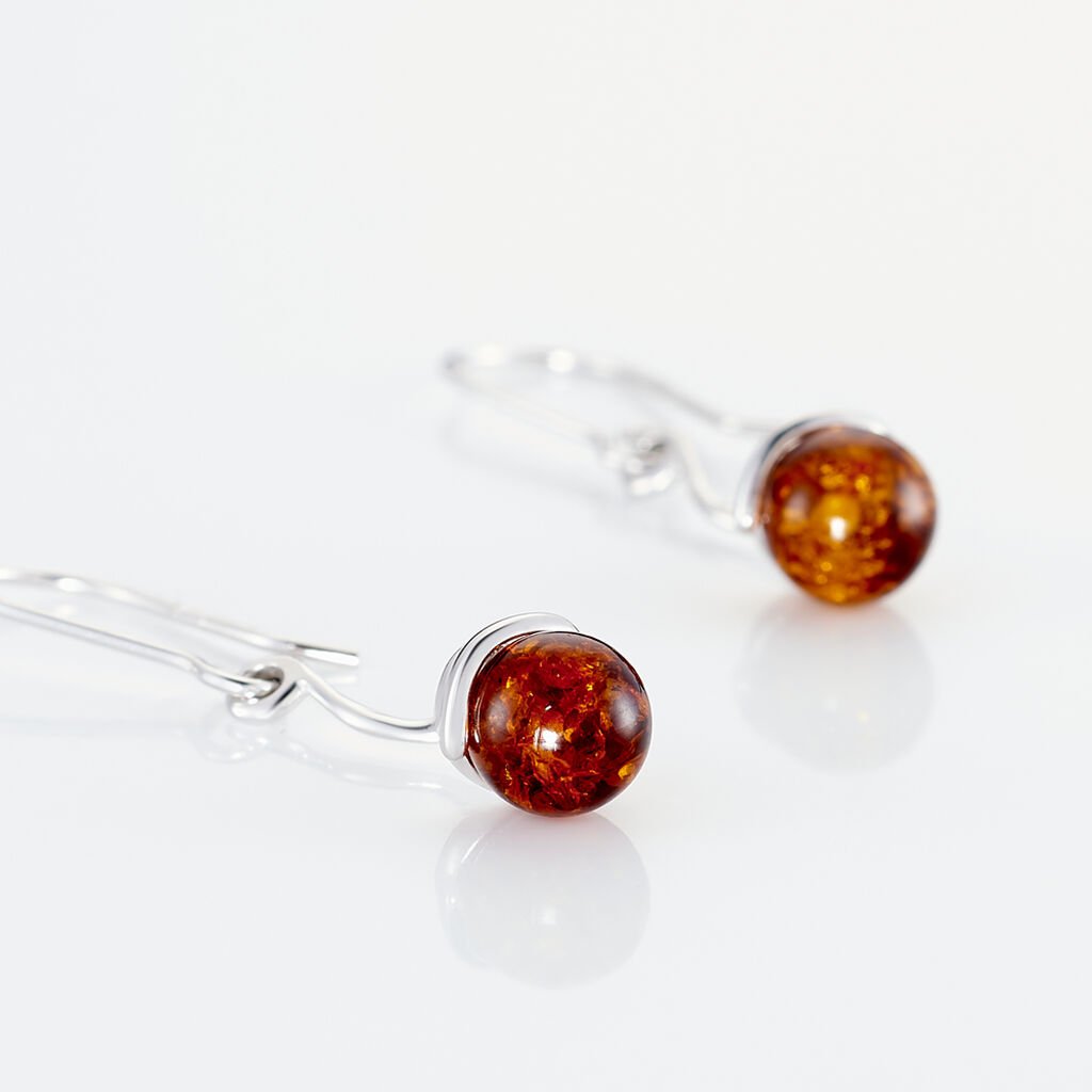 Boucles D'oreilles Pendantes Mariangeae Argent Blanc Ambre