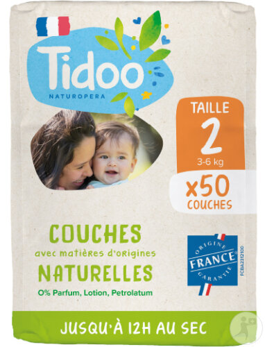 Tidoo Couche Écolabellisée Taille 2 3-6kg 50 Pièces