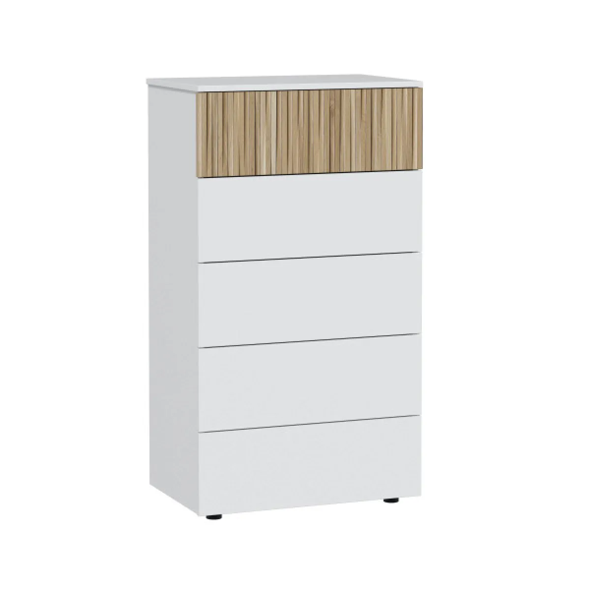 Dansmamaison Commode 5 tiroirs - Blanc/Bois clair