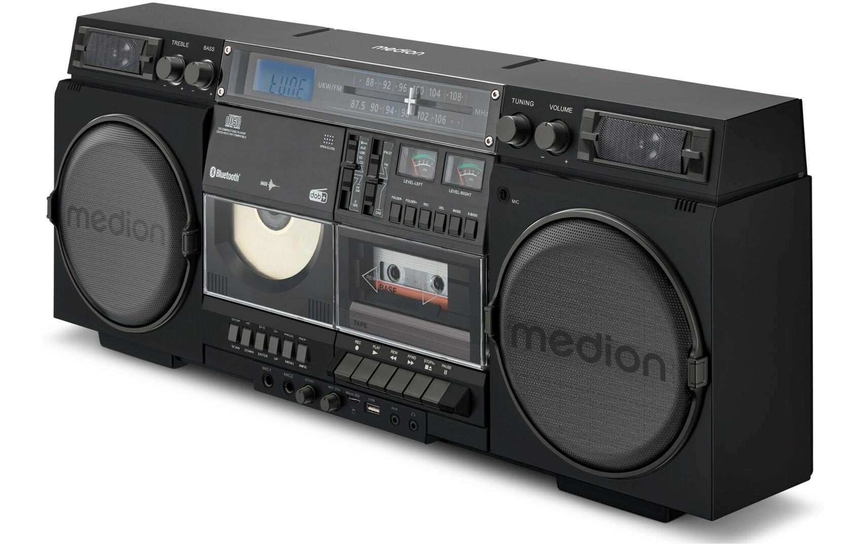 Radio/CD-Player LIFE P66538 Retro-Boombox Schwarz<br>Retro-Kassettendeck mit DAB+ und Bluetooth