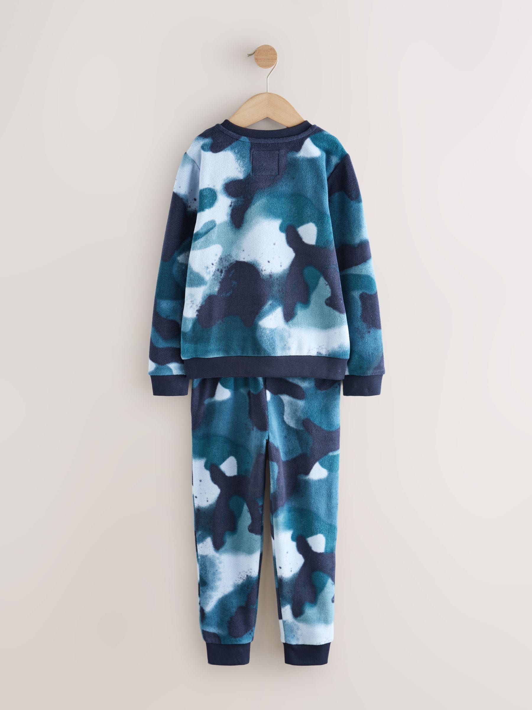 Blauwe camouflage spray - Enkele behaaglijke fleece pyjama (3 - 16 jr)