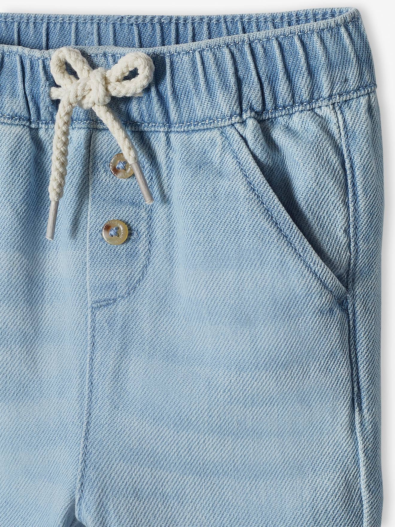 Calça jeans leve para bebê, jeans desbotado