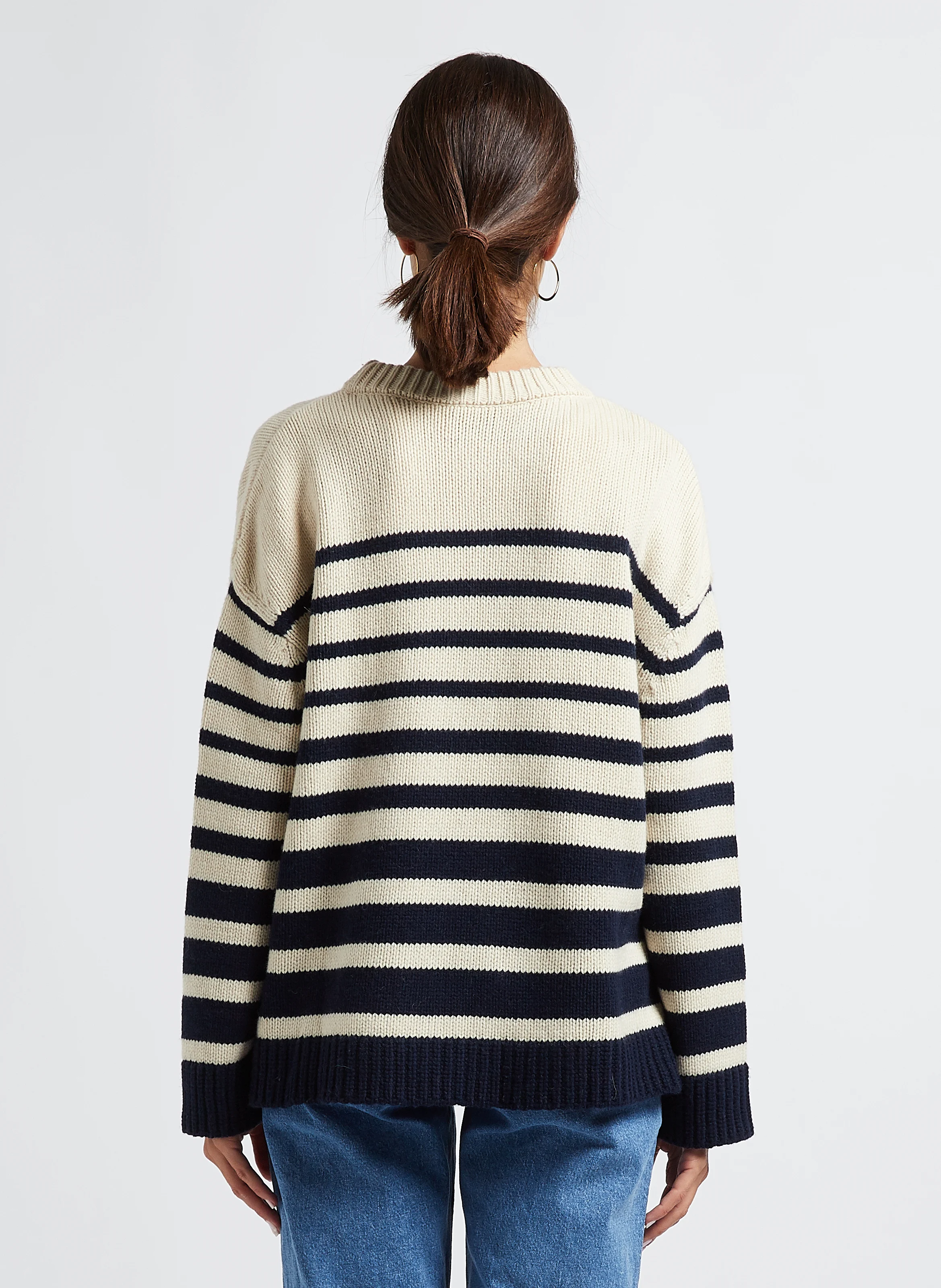 PULL POPEYE - Pull col rond rayé en laine mélangée | Blanc