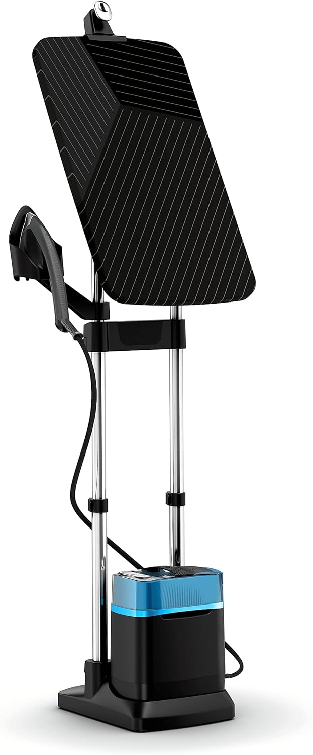 Tefal Ixeo Power All-In-One Dampfglätter, inkl. 3-Positionen Smart Board, 5,8 bar Dampfdruck, Hochdruckdampf-Technologie, 200 g/Min. extra Dampfstoß, erfrischt & desinfiziert, schwarz/blau, QT2022