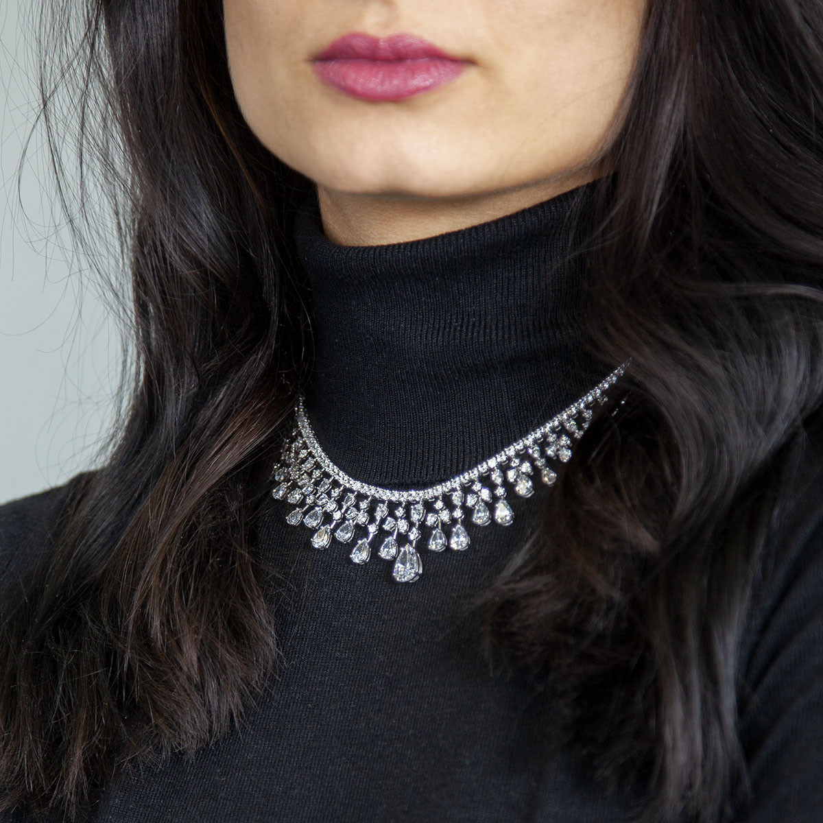 Collier argent 925 zirconias 41 cm