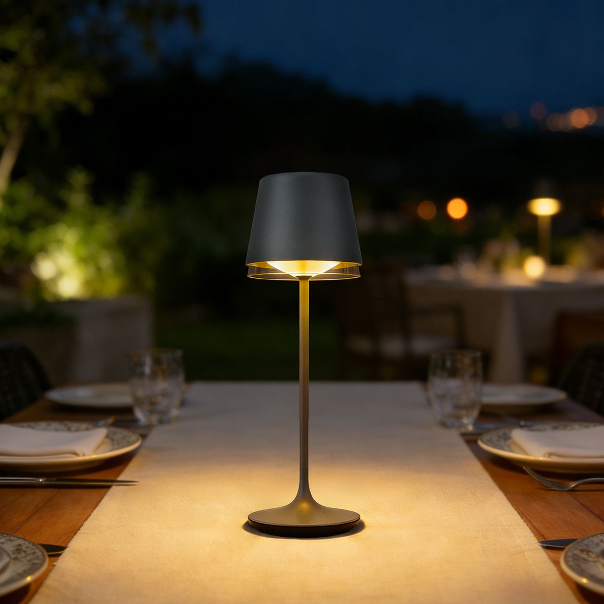 Tafellamp donkergrijs incl. LED IP65 oplaadbaar met laadstation - Bass