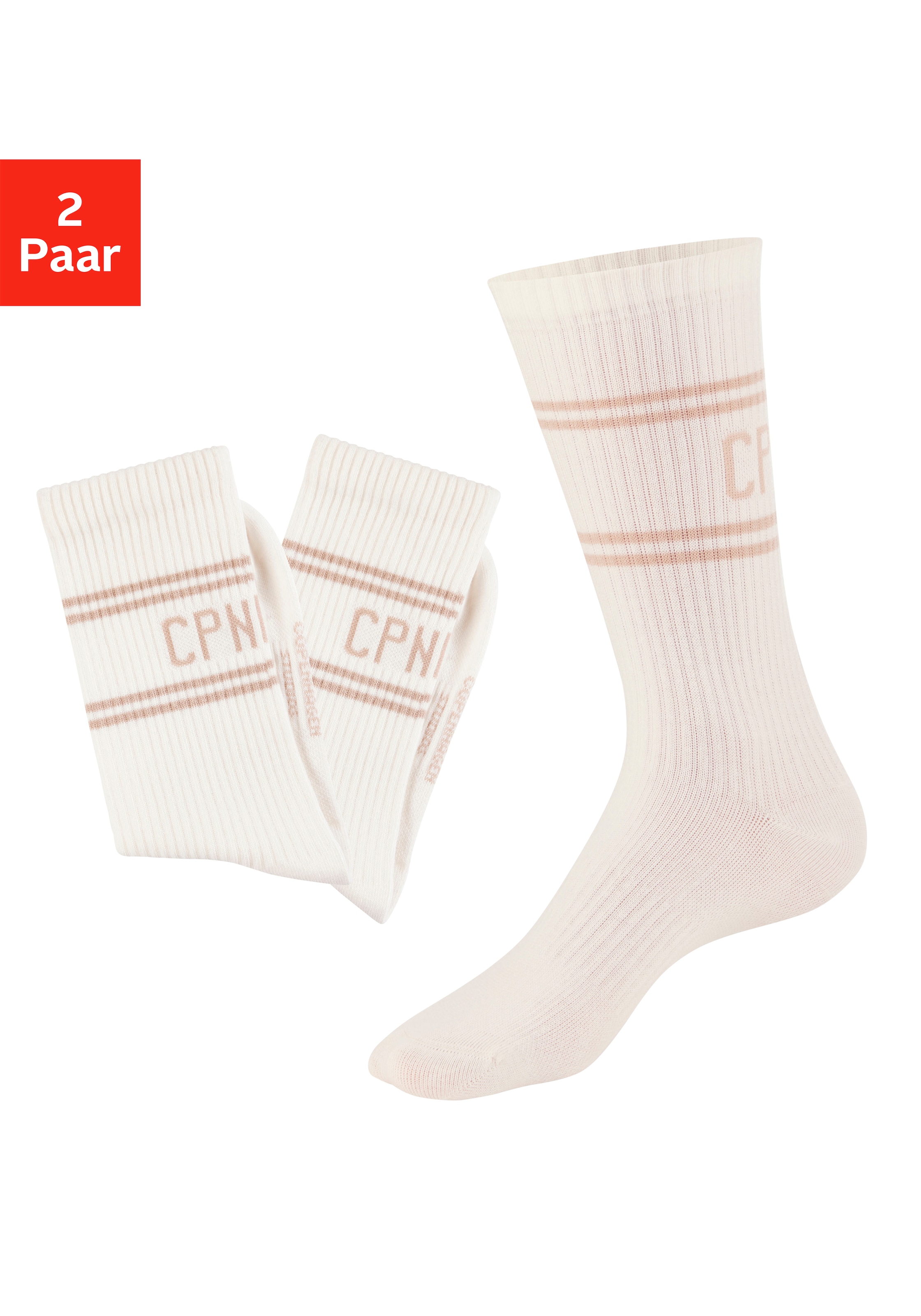 Copenhagen Studios Langsocken Packung, 2 Stk. tlg. mit Pikeé-Struktur unter der Sohle