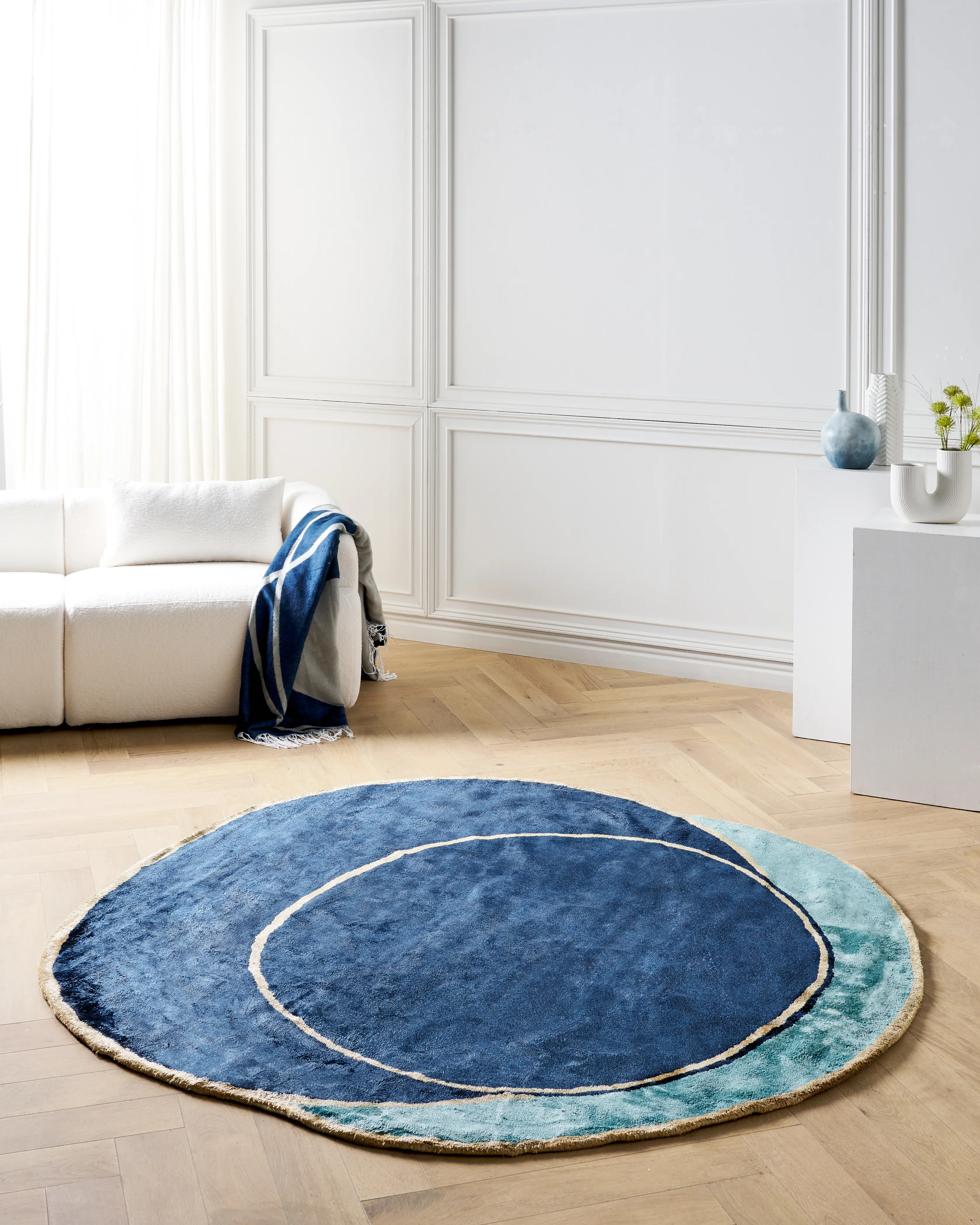 Vloerkleed KANRACH Marineblauw 200 x 200 cm Viscose