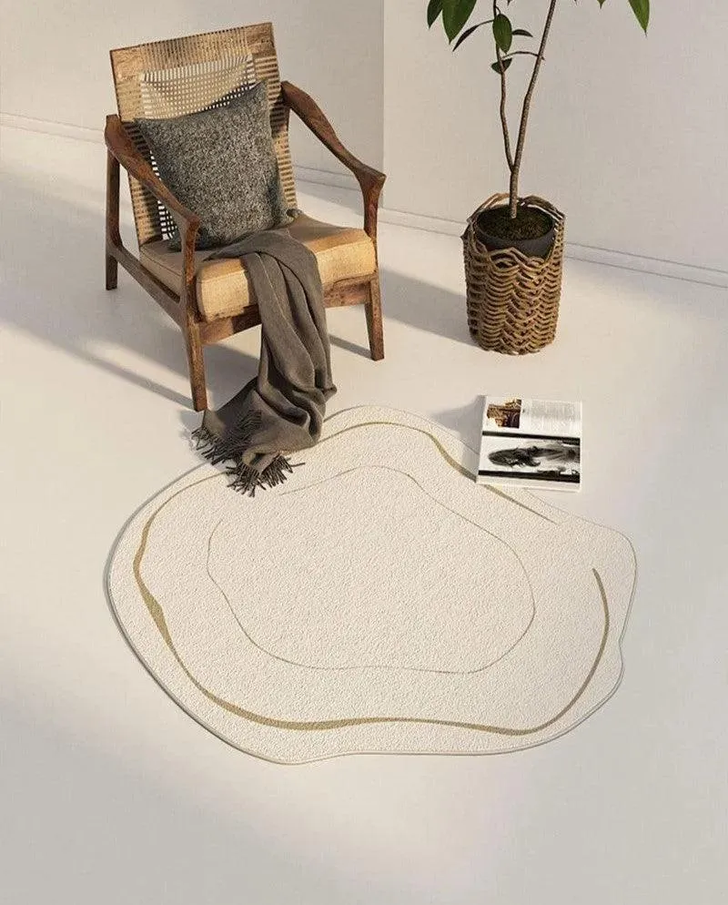 Modern Simple Irregular Luxury Carpet | Geometric Beige Line Design Rug