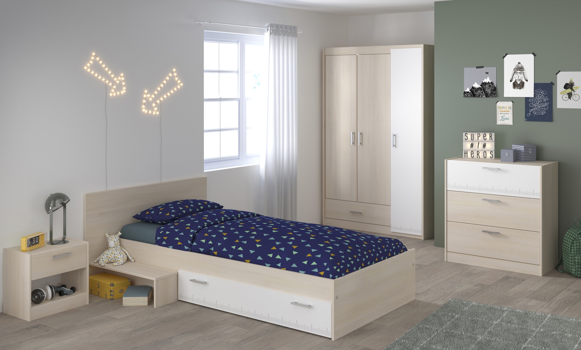 Parisot Kinderzimmer CHARLY 12 weiß/braun 4-teilig