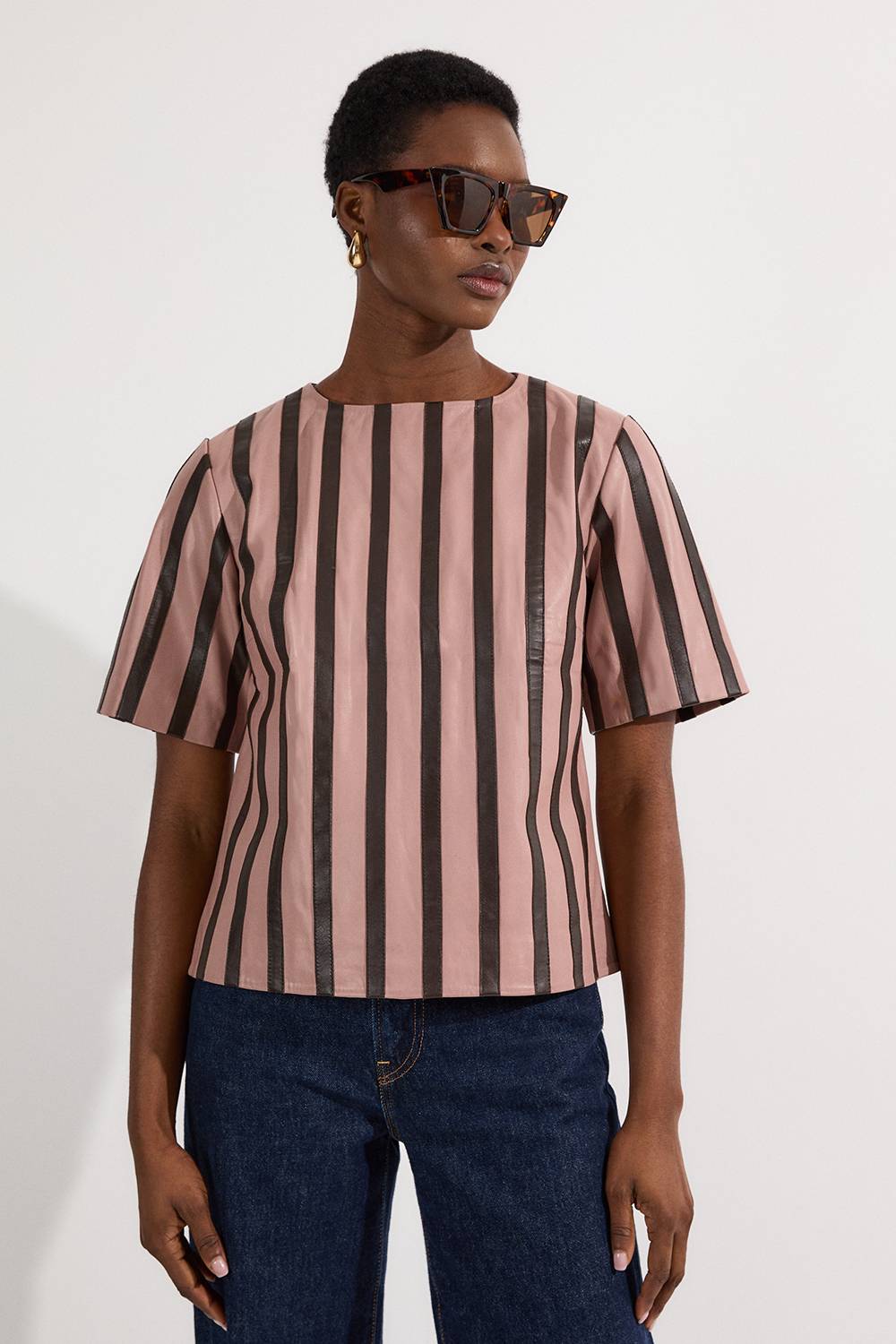 KarenMillen Haut en Cuir à Rayures Mix
