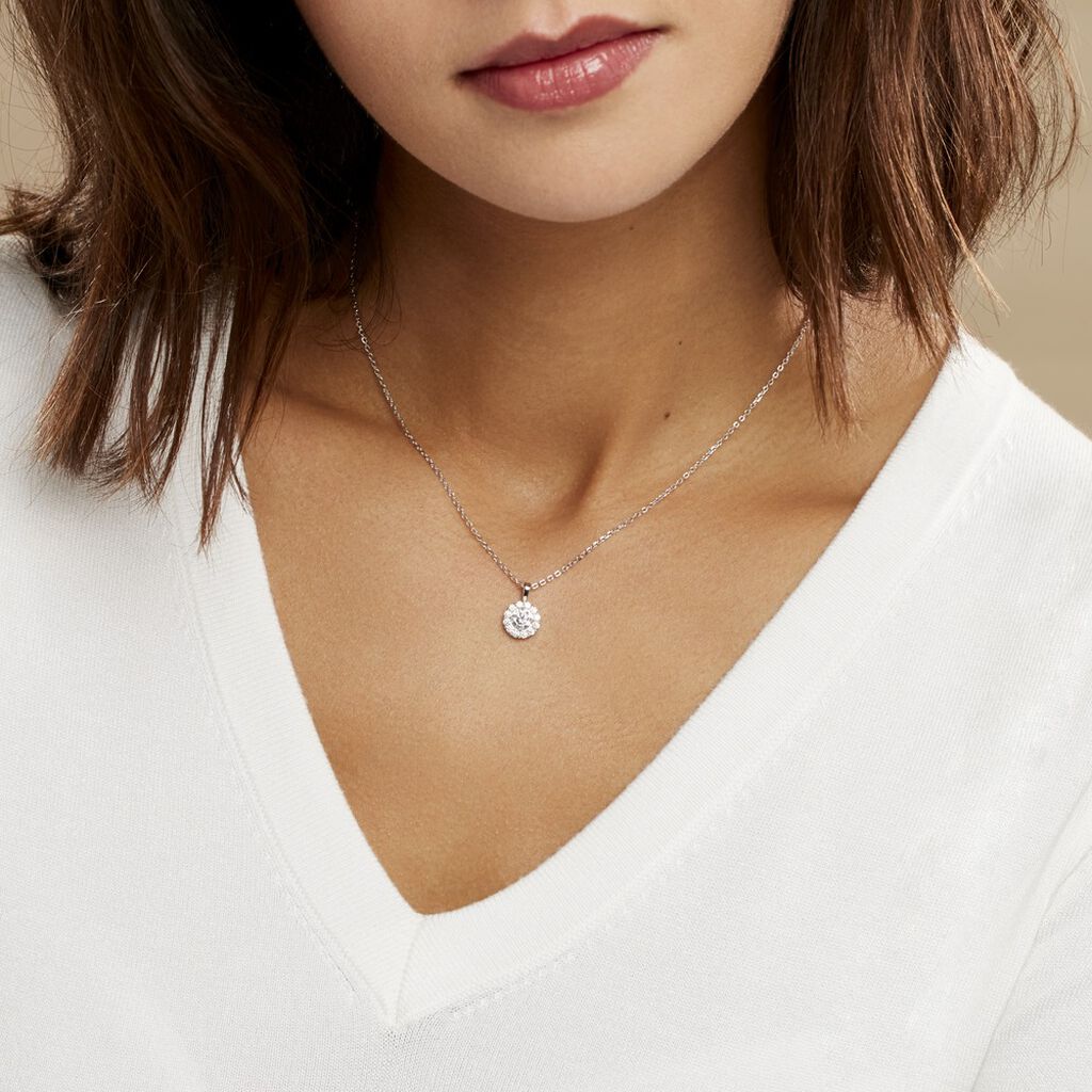 Collier Princess Argent Blanc Oxyde De Zirconium