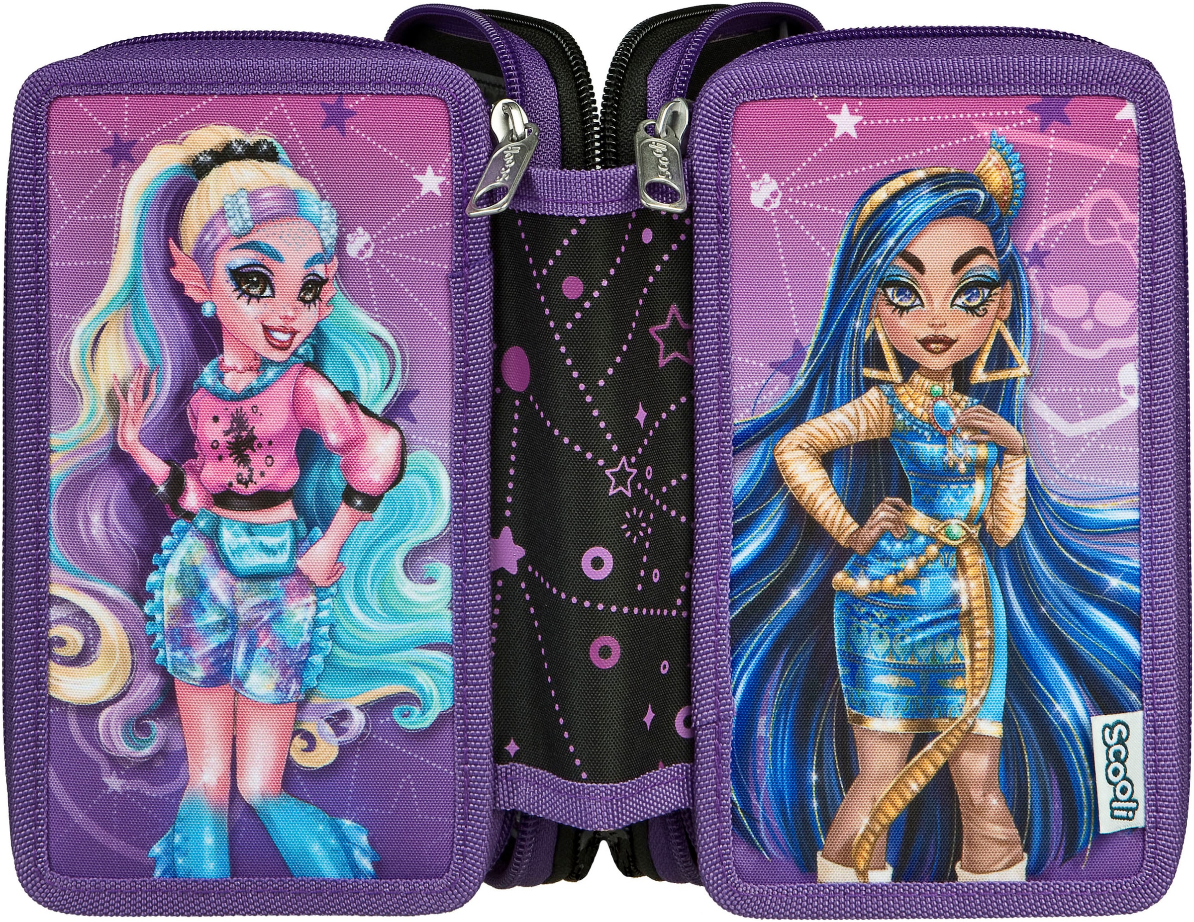 Scooli Federmäppchen »Tripledecker, Monster High« befüllt, inklusive Geodreieck