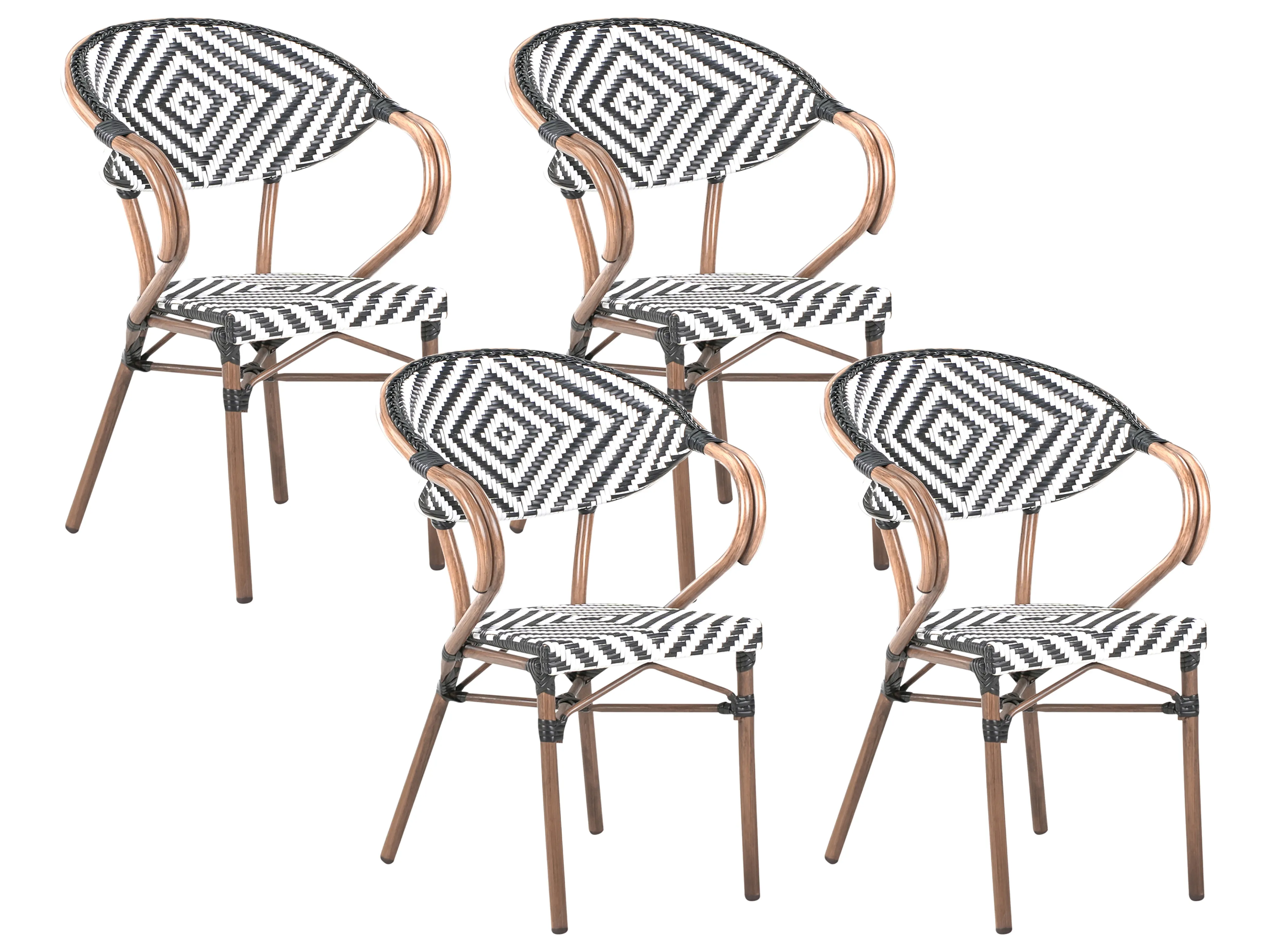 Tuinset 4-zits CASPRI PE rotan Zwart/wit