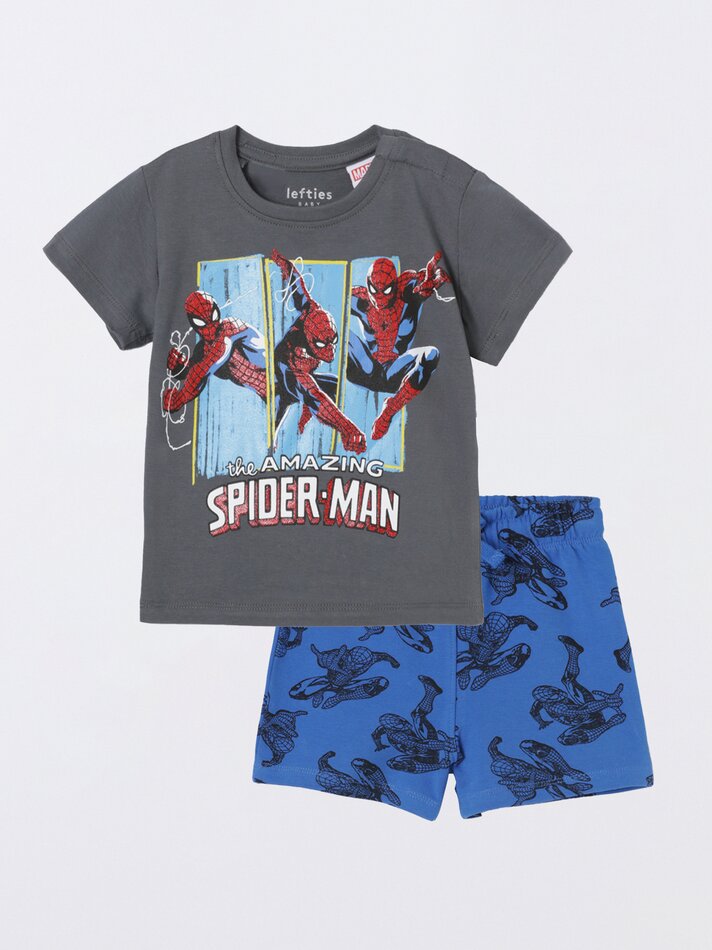 Conjunto de camiseta e bermuda do Homem-Aranha da Marvel - Cinza Antracite