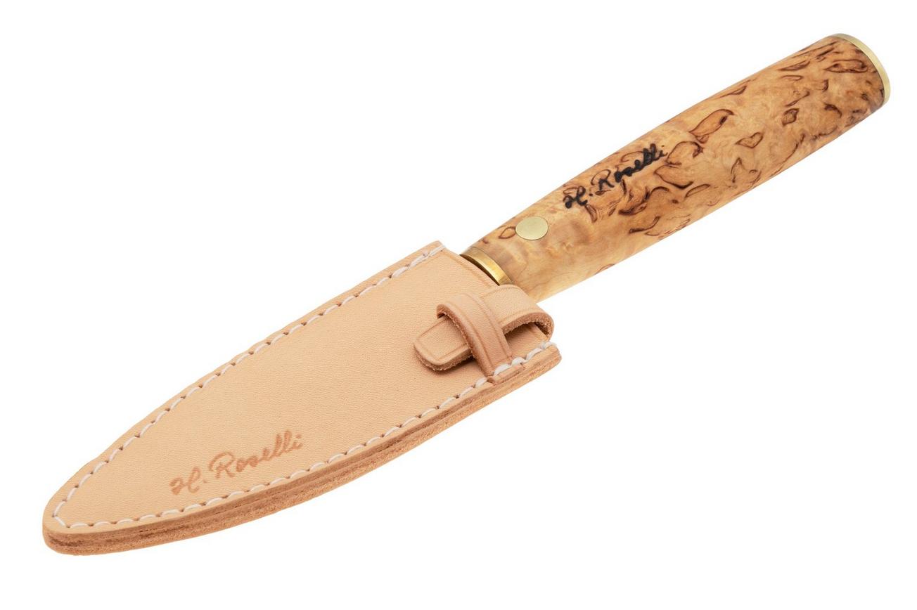 Roselli Allround Knife R750 Carbon Steel, Curly Birch, universeelmes, 12 cm