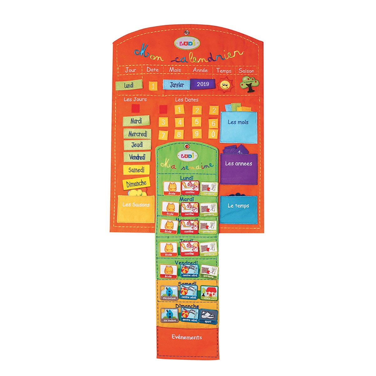 Calendrier semainier en tissu