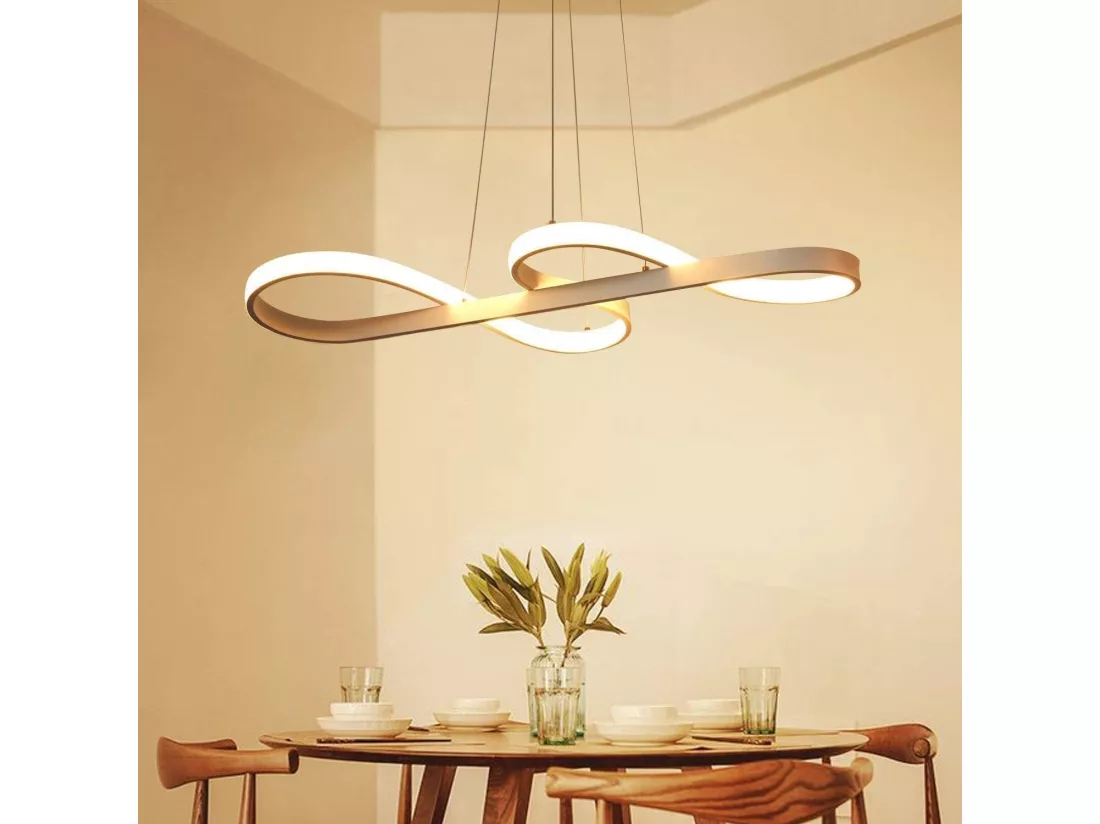 NETTLIFE Suspension LED Blanc 47W Diam.75cm Aluminium Dimmable Salon Blanc Chambre Salle à Manger Lampe Moderne Hauteur Réglable pour Cuisine