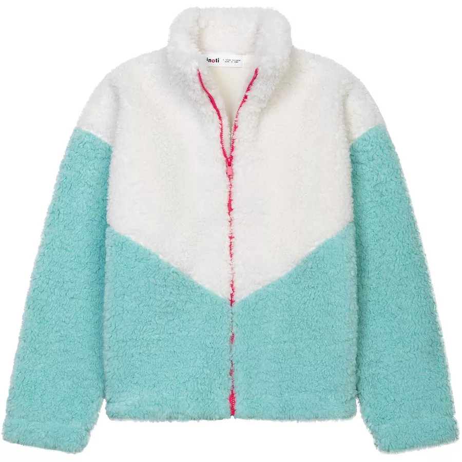MINOTI Sweatjacke im Teddylook WeißGrün