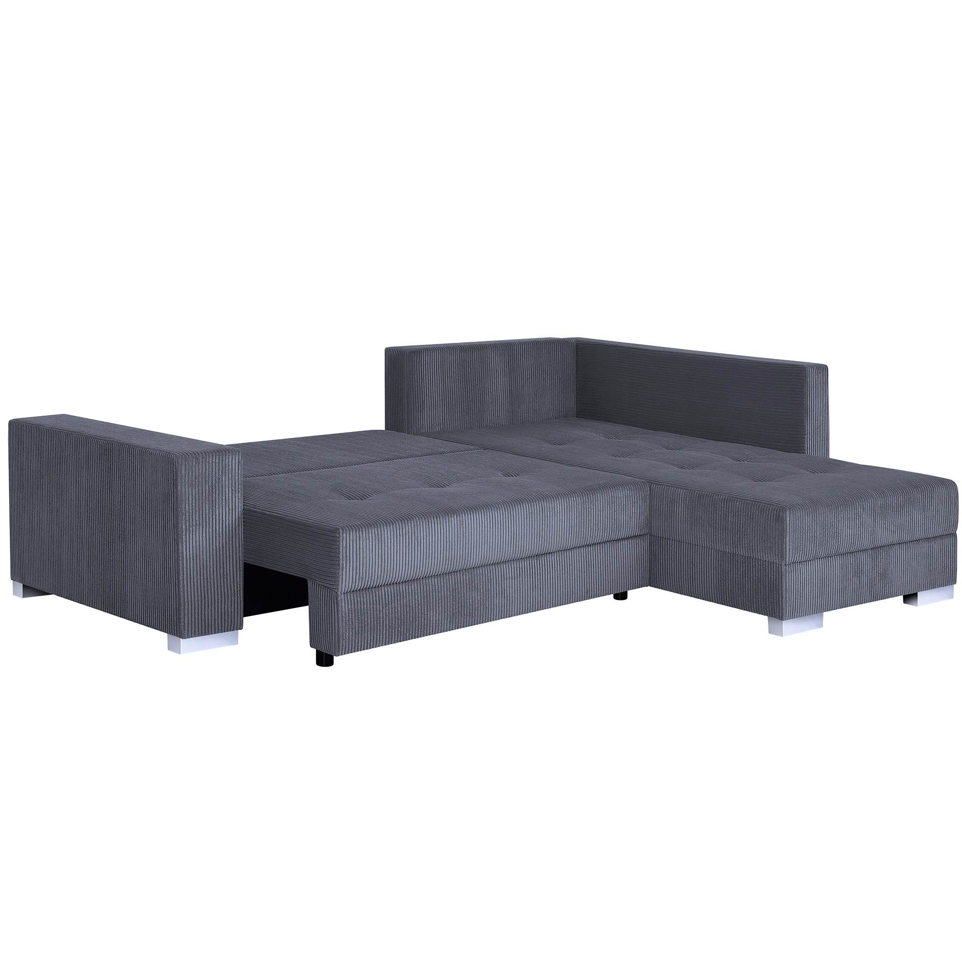 Ecksofa - ash - Cord - Liegefunktion - beidseitig montierbar
