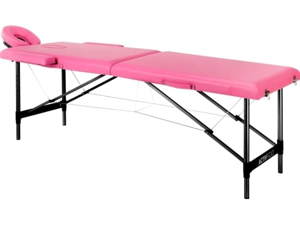 Activeshop Sammenleggbar massasjebord, aluminium komfort, Activ Fizjo, 2 segmenter, rosa, aluminium sort