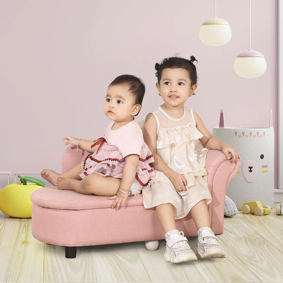 HOMCOM Kindersofa mit Armlehne rosa