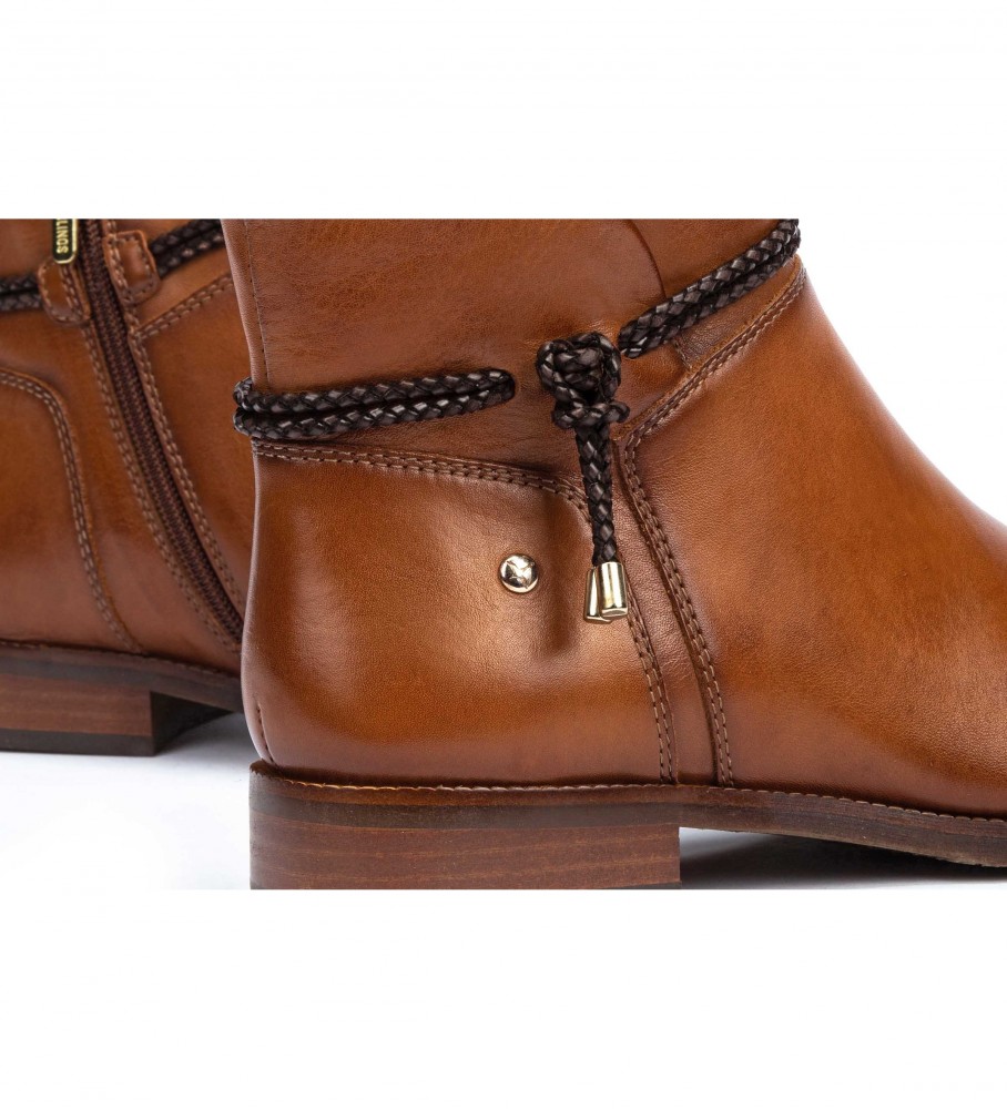 Botas de cano curto Pikolinos Royal W4D-8908 em couro cor conhaque