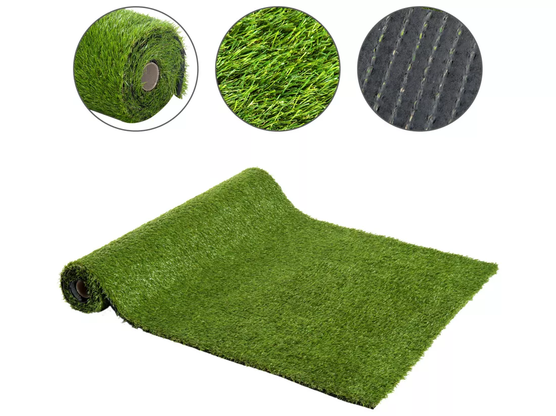 Gazon synthétique artificiel moquette extérieure intérieure 3L x 1l m herbes hautes denses 2,5 cm vert