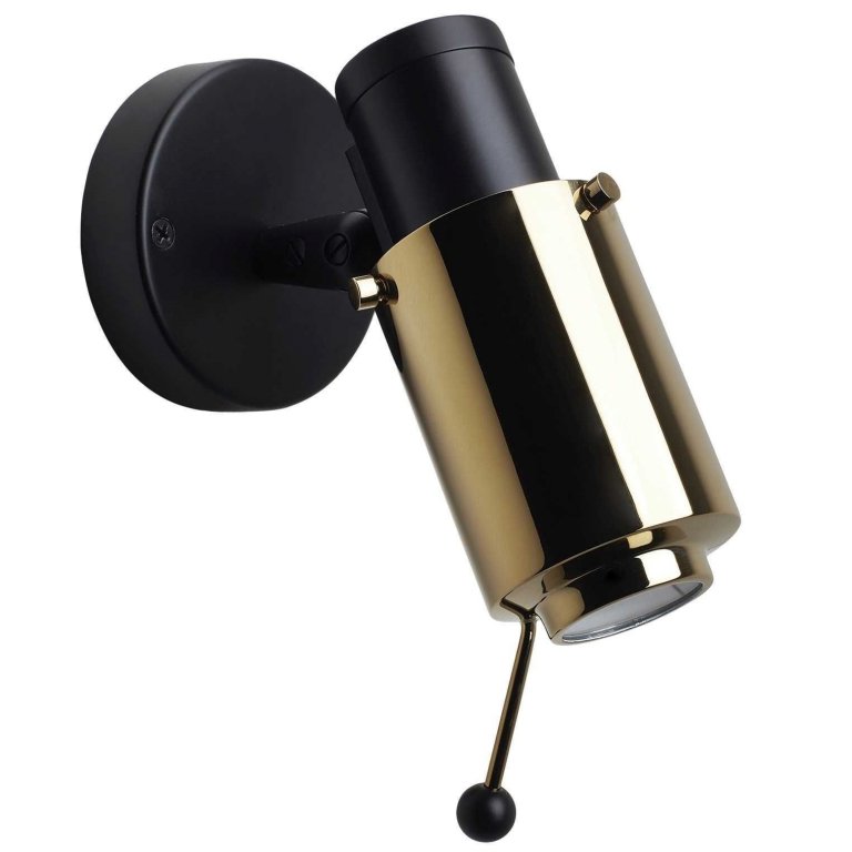 DCW éditions Biny Spot wandlamp goud, armatuur mat zwart