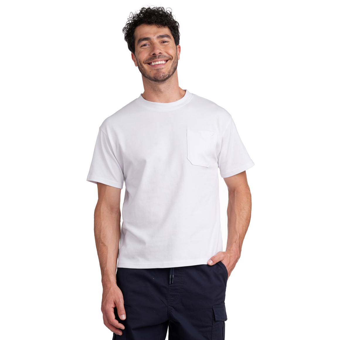 Jonas Nielsen Herren T-Shirt mit Brusttasche weiss