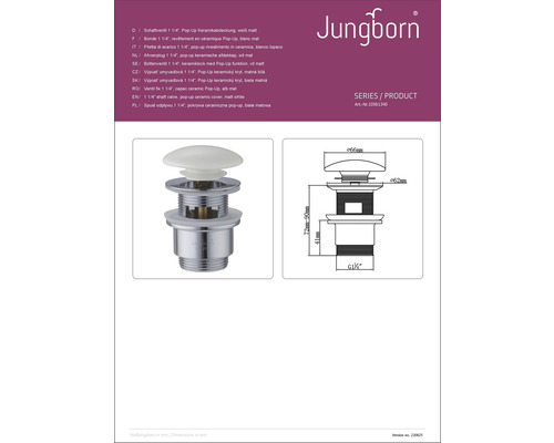 Jungborn Pop-Up Afvoerklep 1 1/4