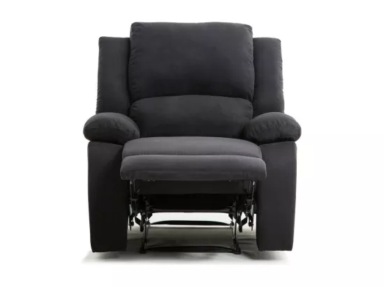 Fauteuil Relaxation 1 place Microfibre Noire Léo - L88 x 93 x 96cm - Loungitude