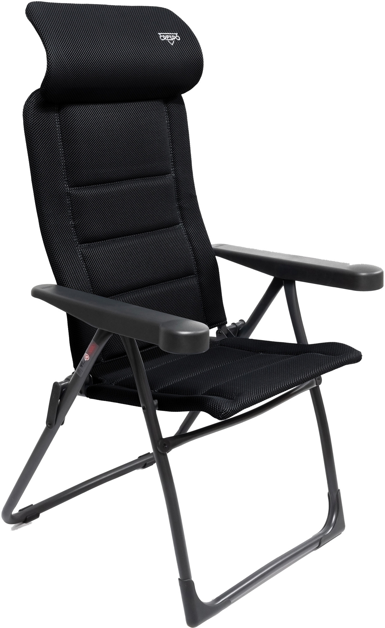 Crespo AP/215-ADC-80 Campingstuhl mit 7-fach verstellbarer Rückenlehne / verstellbarer Kopfstütze schwarz